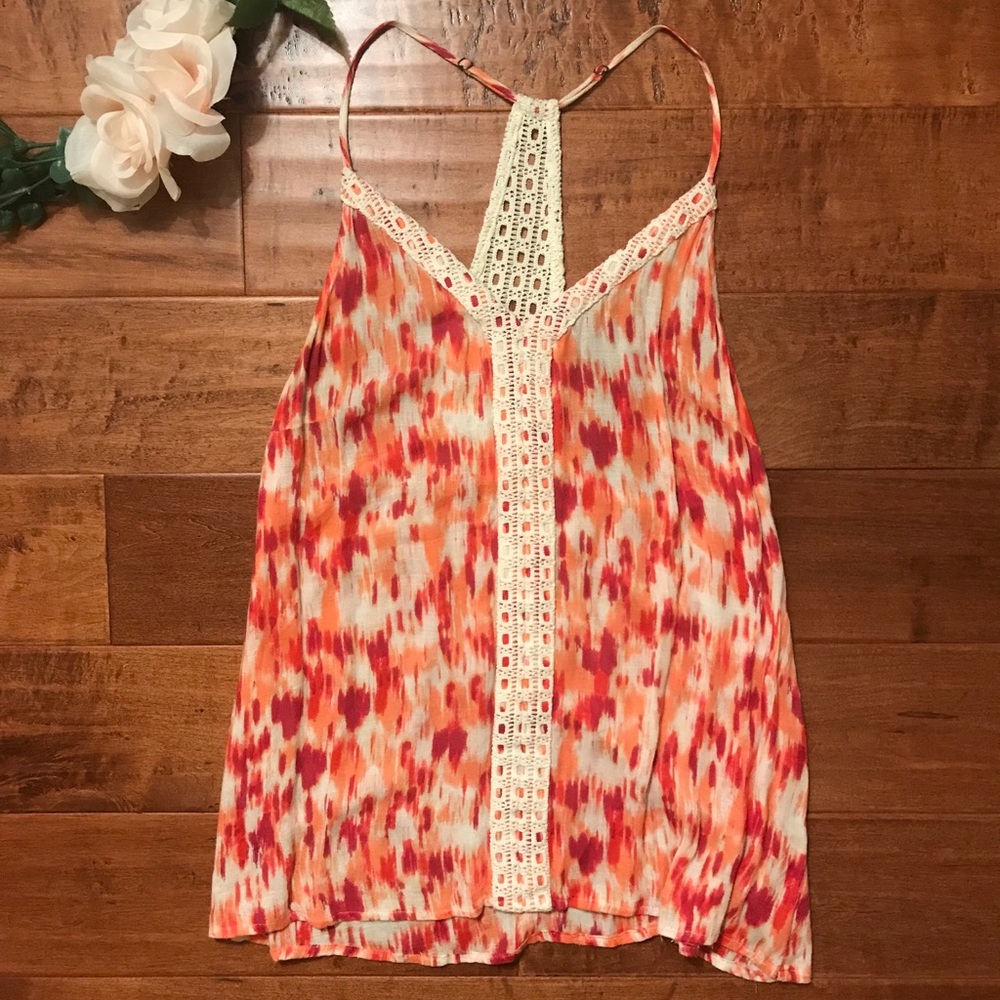 Lucky Brand tank top with crochet detailing!